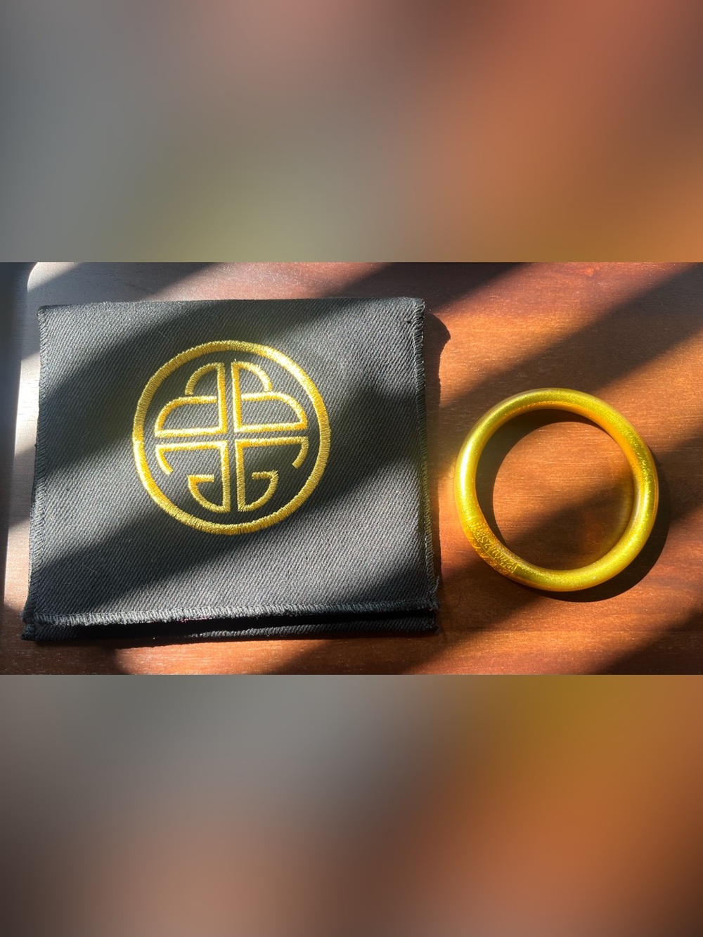 BuDhaGirl Gold Tzubbie All Weather Bangle w/ Pouch Size Large NWOT